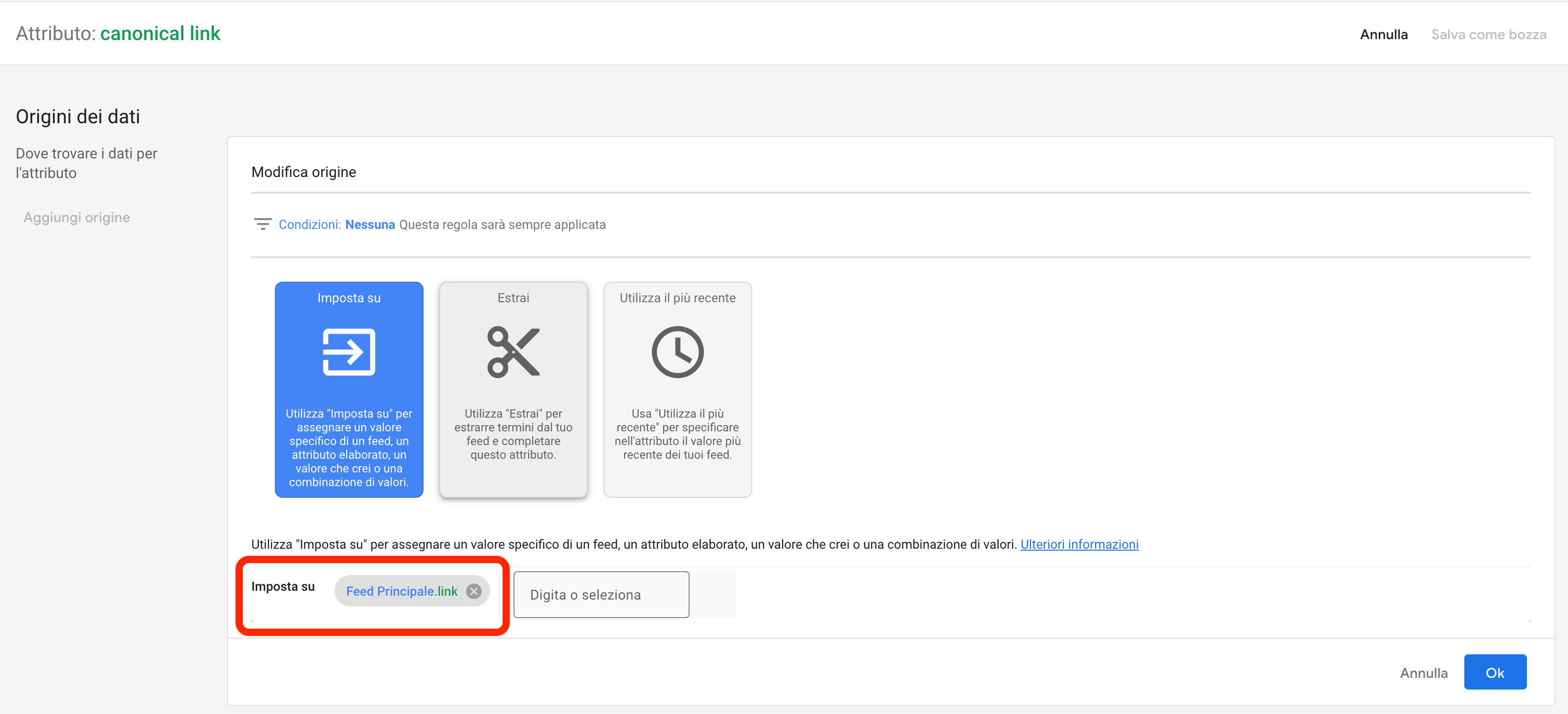 Impostare il canonical link tramite le regole di Google Merchant Center