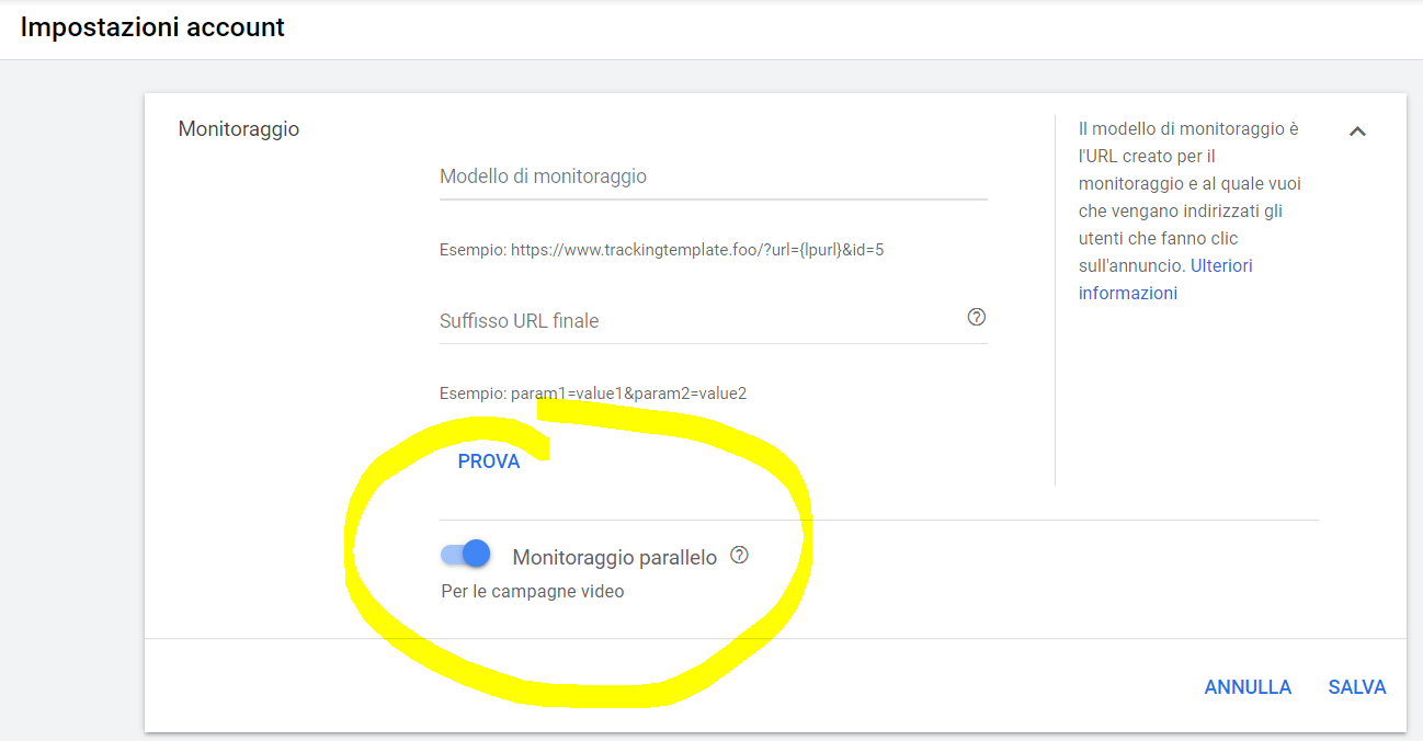 dove impostare il monitoraggio parallelo